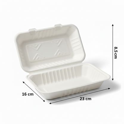 23cm x 16cm Sugarcane Rectangular Clamshell