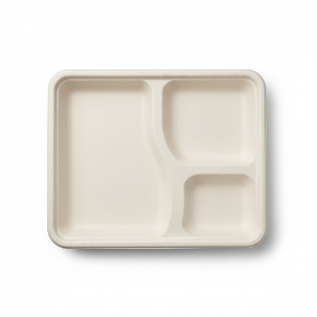 24cm 3 compartment Sugarcane Square Lid