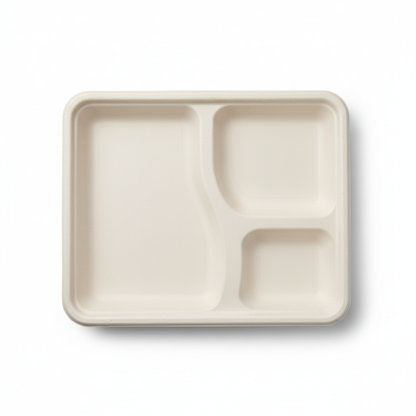 24cm 3 compartment Sugarcane Square Lid