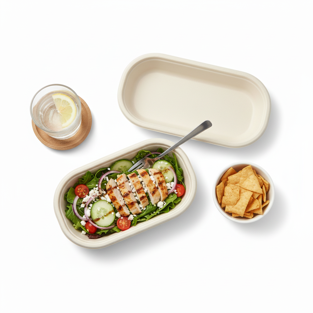 24cm x 13cm Sugarcane Oval Lids for Container