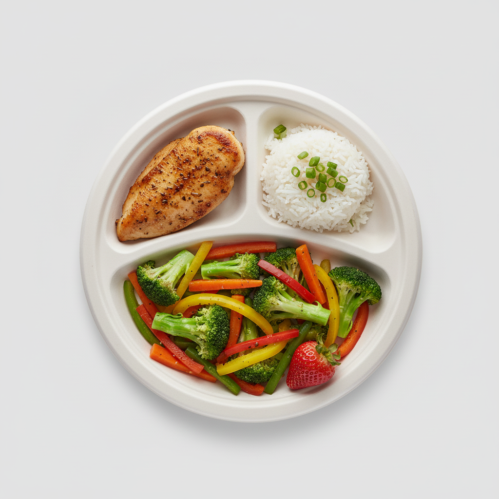 25cm 3 compartment Sugarcane Round Plate