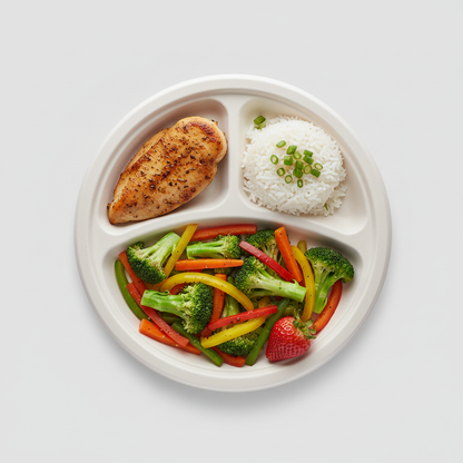 25cm 3 compartment Sugarcane Round Plate