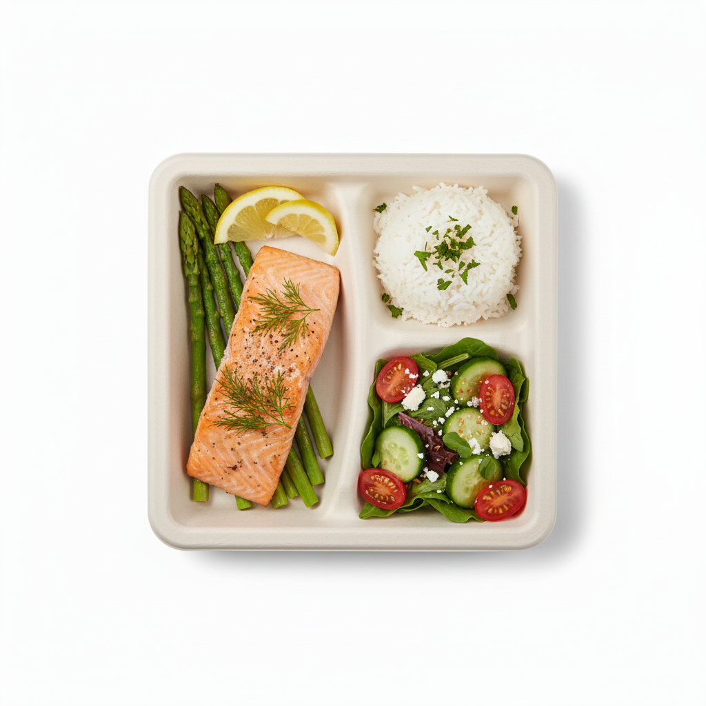 25cm 3 compartment Sugarcane Square Plate