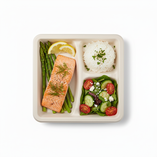 25cm 3 compartment Sugarcane Square Plate