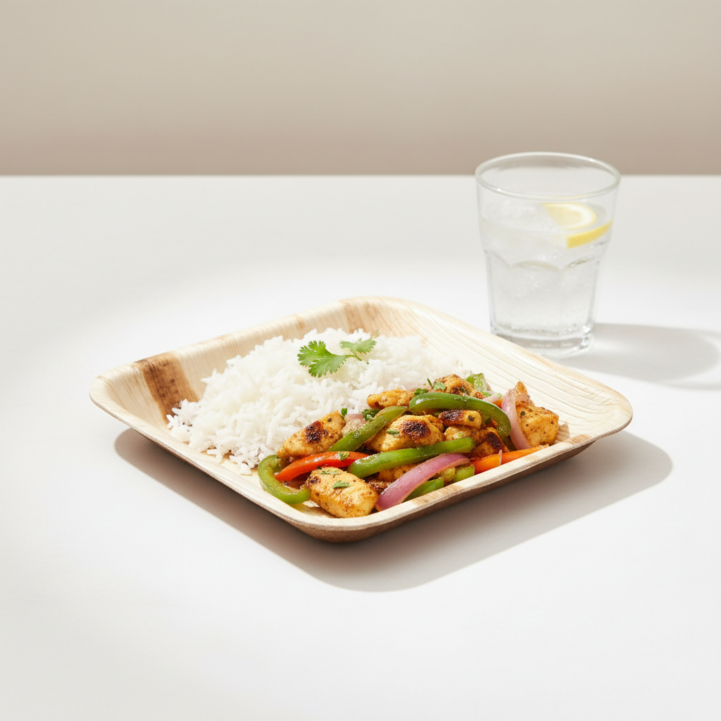 25cm Palm Leaves Deep Square Plate