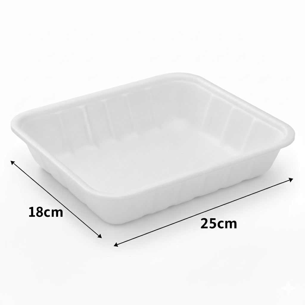 25cm x 18cm Sugarcane Rectangular 4D Tray