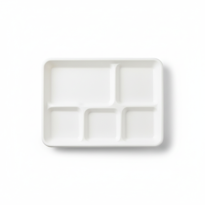 26cm x 22cm 5 compartment Sugarcane Rectangular Tray