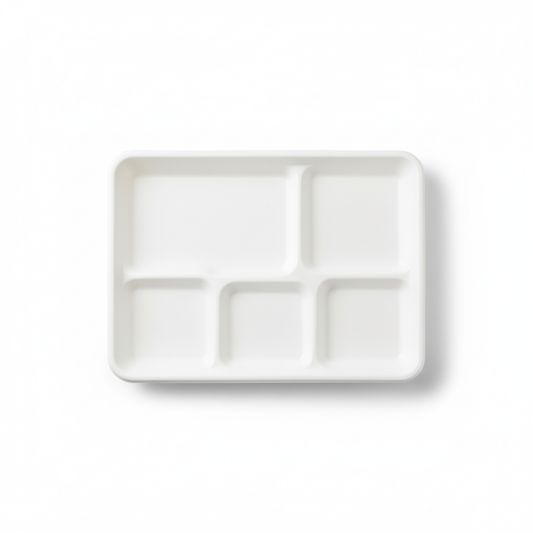 26cm x 22cm 5 compartment Sugarcane Rectangular Tray