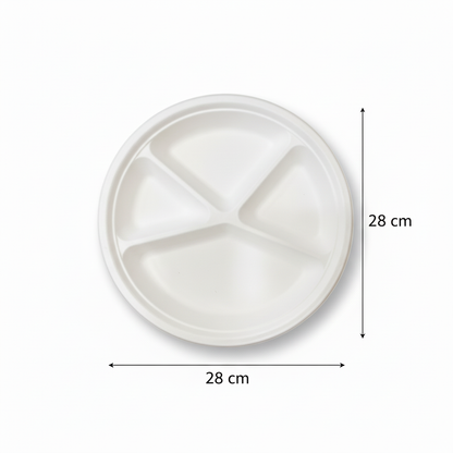 28cm 4 compartment Sugarcane Round Plate