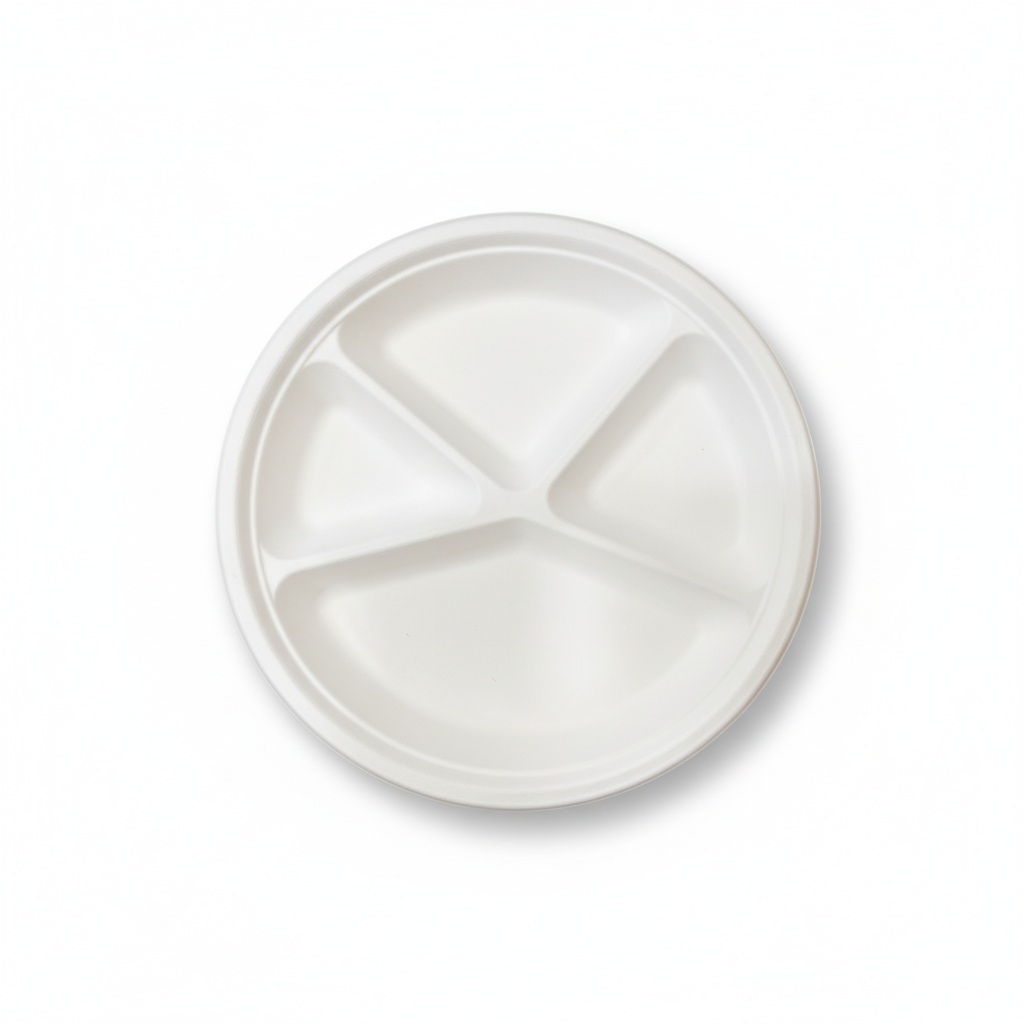 28cm 4 compartment Sugarcane Round Plate