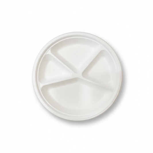 28cm 4 compartment Sugarcane Round Plate