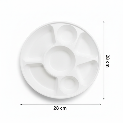 28cm 7 compartment Sugarcane Round Plate