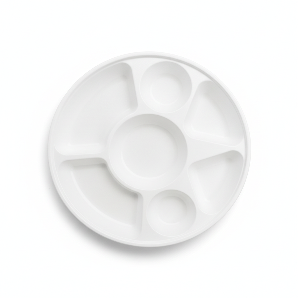 28cm 7 compartment Sugarcane Round Plate
