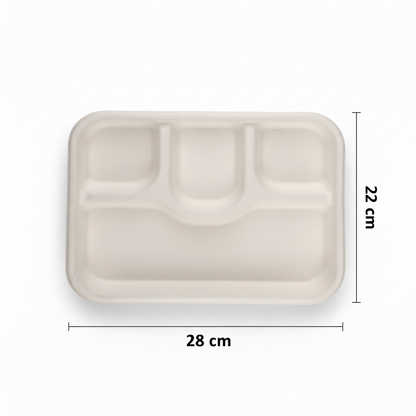 28cm x 22cm 4 compartment Sugarcane Rectangular Container with Lid