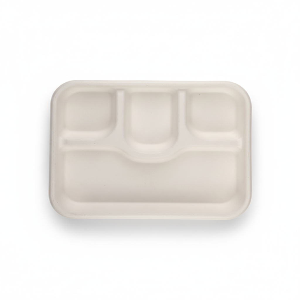 28cm x 22cm 4 compartment Sugarcane Rectangular Container with Lid