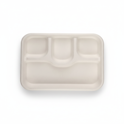 28cm x 22cm 4 compartment Sugarcane Rectangular Container with Lid