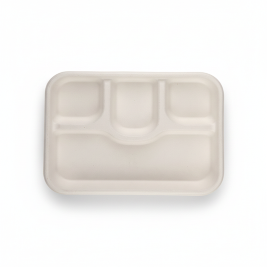 28cm x 22cm 4 compartment Sugarcane Rectangular Container with Lid