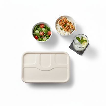 28cm x 22cm 4 compartment Sugarcane Rectangular Lid