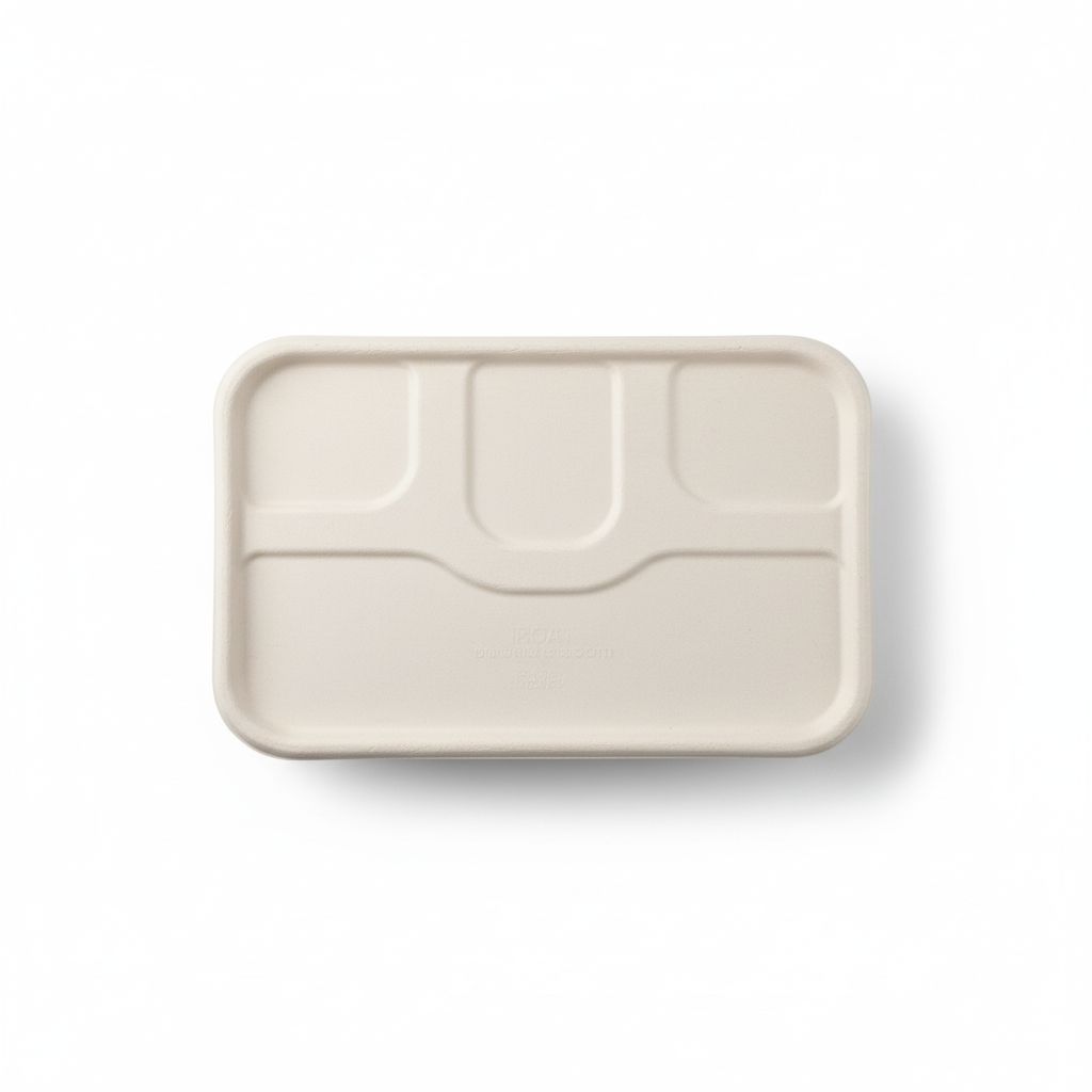28cm x 22cm 4 compartment Sugarcane Rectangular Lid