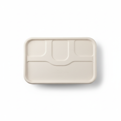 28cm x 22cm 4 compartment Sugarcane Rectangular Lid