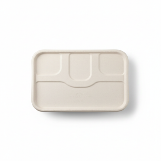 28cm x 22cm 4 compartment Sugarcane Rectangular Lid