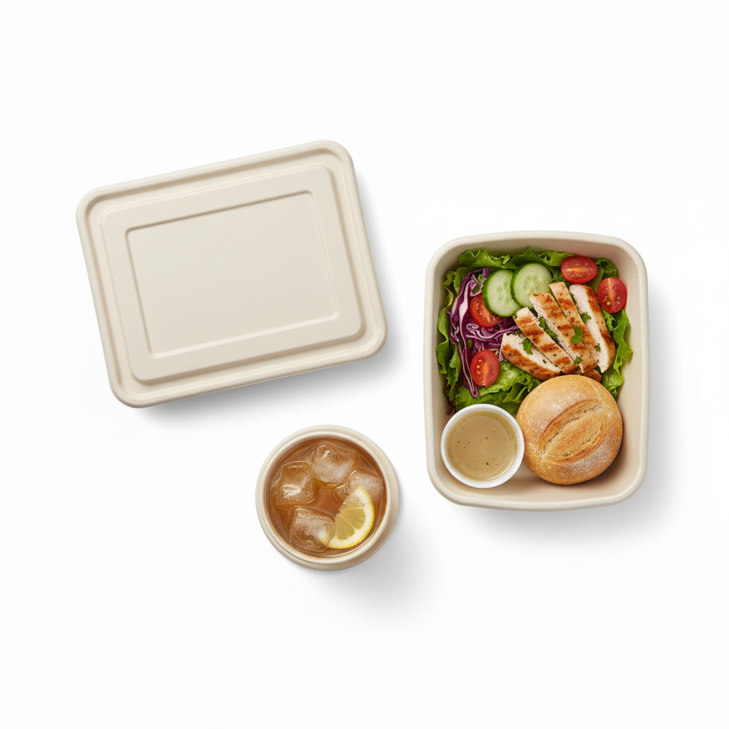 28cm x 22cm 5 compartment Sugarcane Rectangular Lid