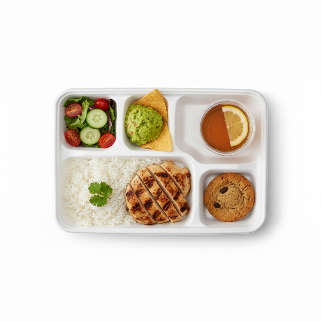 28cm x 22cm 5 compartment Sugarcane Rectangular Tray