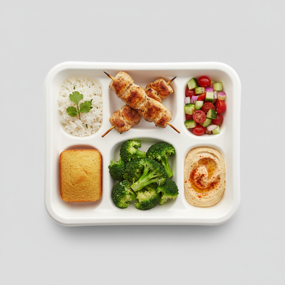 28cm x 22cm 6 compartment Sugarcane Rectangular Tray