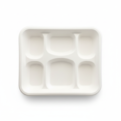 28cm x 22cm 6 compartment Sugarcane Rectangular Tray