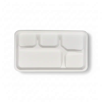 28cm x 23cm 5 compartment Sugarcane Rectangular Tray