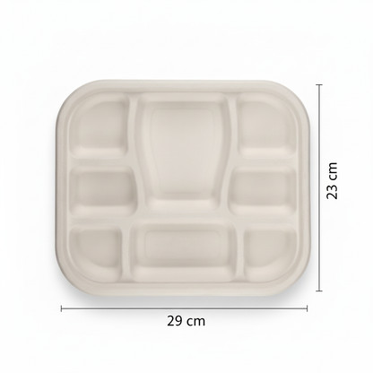 29cm x 23cm 8 compartment Sugarcane Rectangular Container with Lid