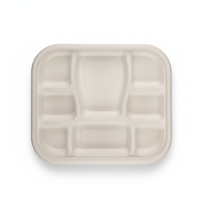 29cm x 23cm 8 compartment Sugarcane Rectangular Container with Lid