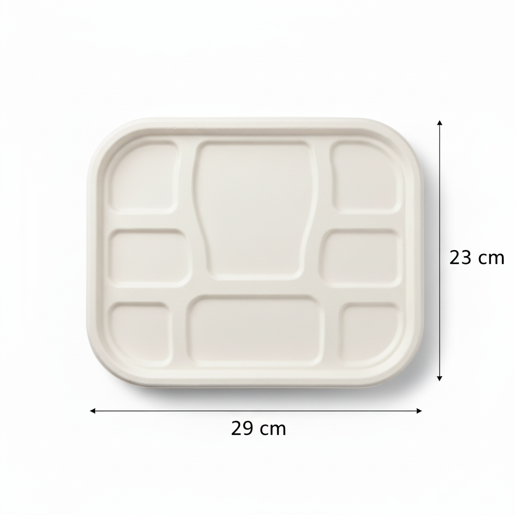 29cm x 23cm 8 compartment Sugarcane Rectangular Lid