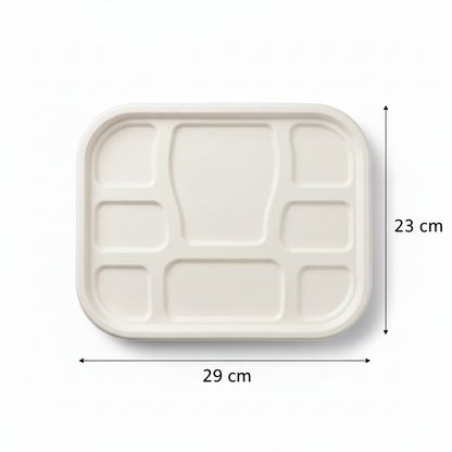 29cm x 23cm 8 compartment Sugarcane Rectangular Lid