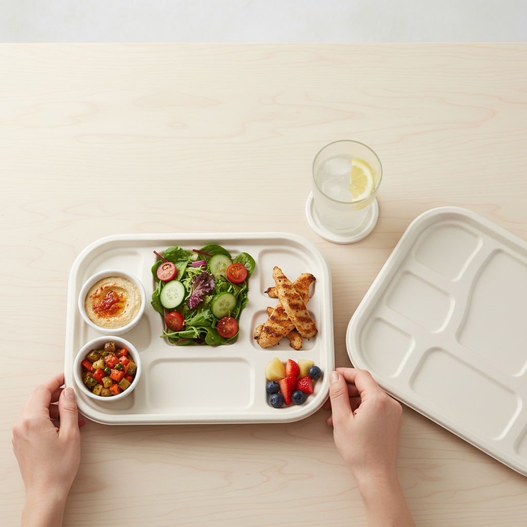 29cm x 23cm 8 compartment Sugarcane Rectangular Lid