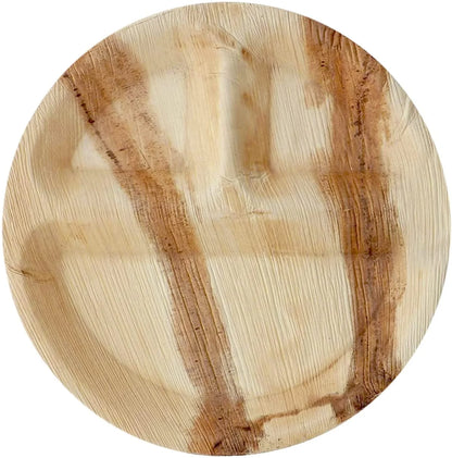 30cm 3 compartment Palm Leaves Round Plate