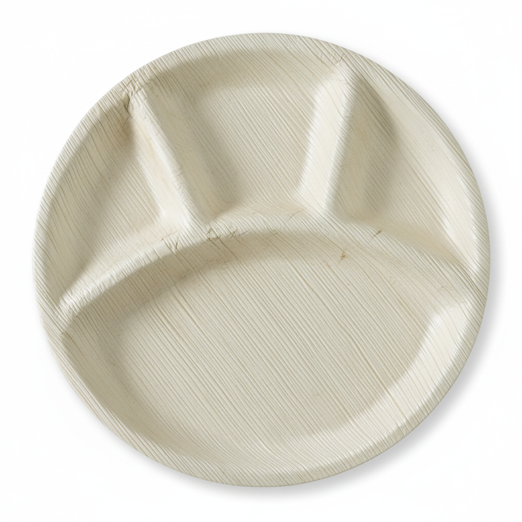 30cm 4 compartment Palm Leaves Round Plate