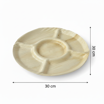 30cm 5 compartment Palm Leaves Round Plate