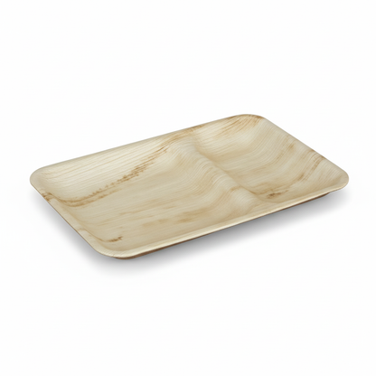 30cm x 15cm 2 compartment Palm Leaves Rectangular Plate