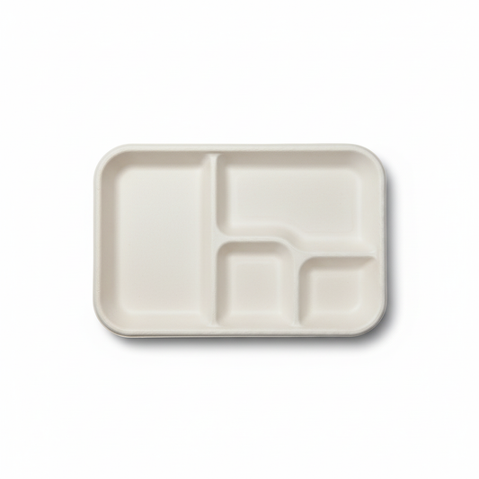 30cm x 23cm 5 compartment Sugarcane Geometric Rectangular Tray
