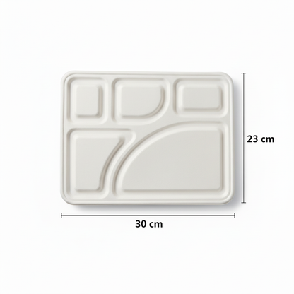 30cm x 23cm 5 compartment Sugarcane Rectangular Lid