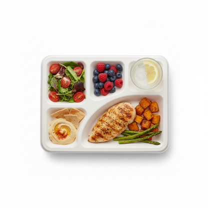 30cm x 23cm 5 compartment Sugarcane Rectangular Tray