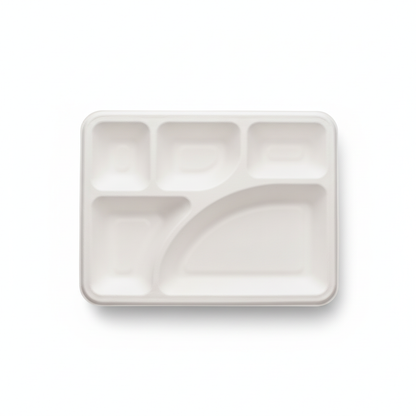 30cm x 23cm 5 compartment Sugarcane Rectangular Tray