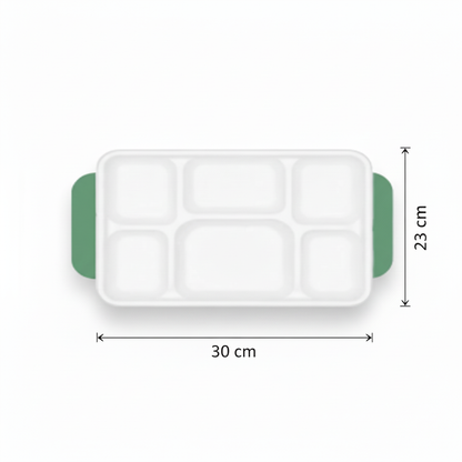 30cm x 23cm 6 compartment Sugarcane Rectangular Tray