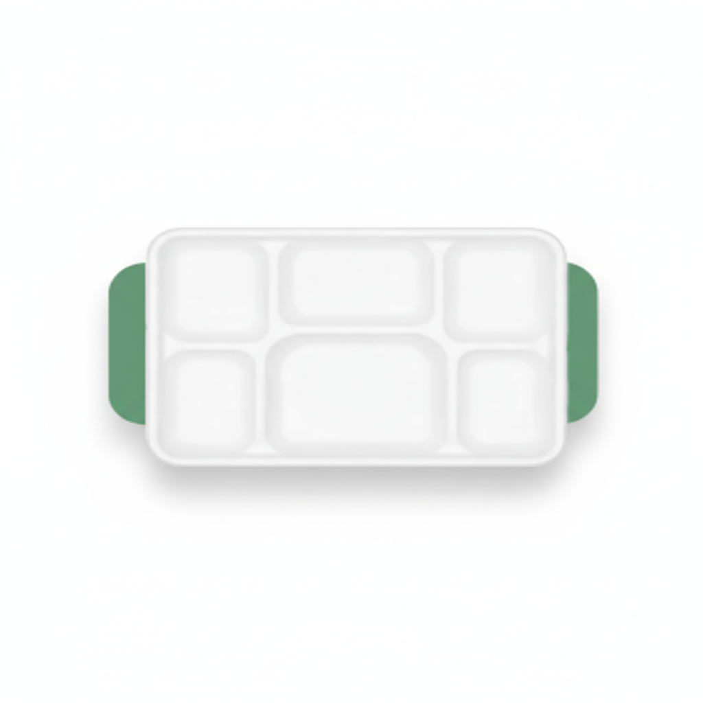 30cm x 23cm 6 compartment Sugarcane Rectangular Tray