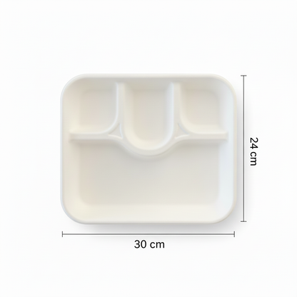 30cm x 24cm 4 compartment Sugarcane Rectangular Tray