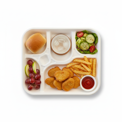30cm x 24cm 5 compartment Sugarcane Rectangular Tray