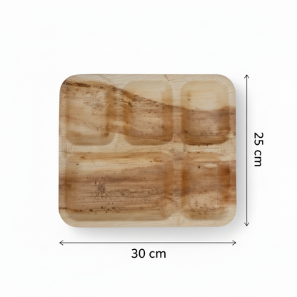 30cm x 25cm 5 compartment Palm Leaves Rectangular Plate