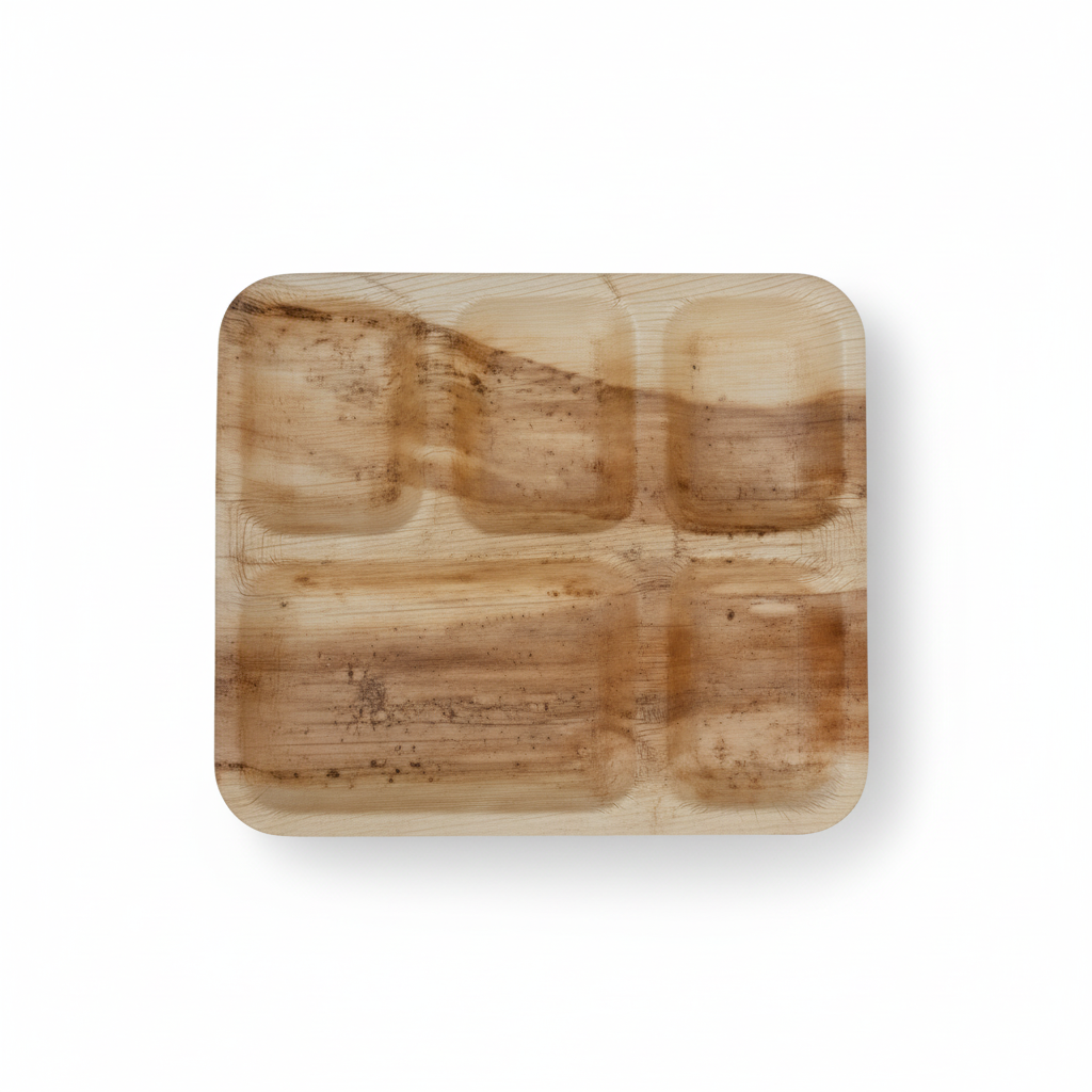 30cm x 25cm 5 compartment Palm Leaves Rectangular Plate
