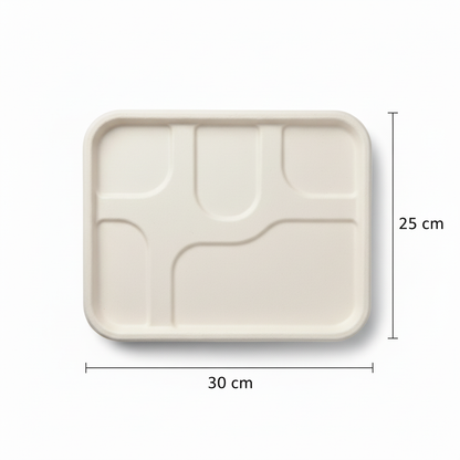 30cm x 25cm 5 compartment Sugarcane Rectangular Lid
